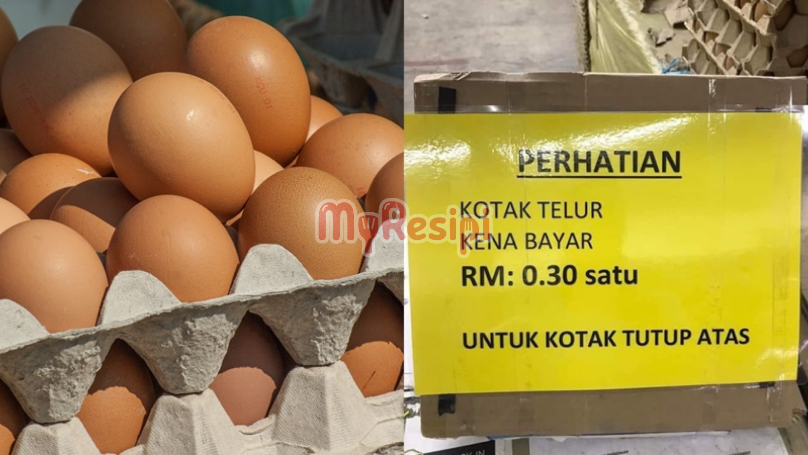 Kotak Telur Pun Kena Caj 30 Sen? Viral Gambar Notis di Kedai Borong