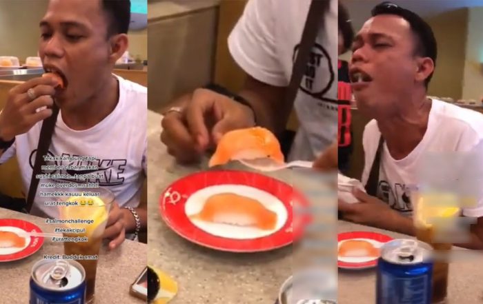 makan sushi salmon