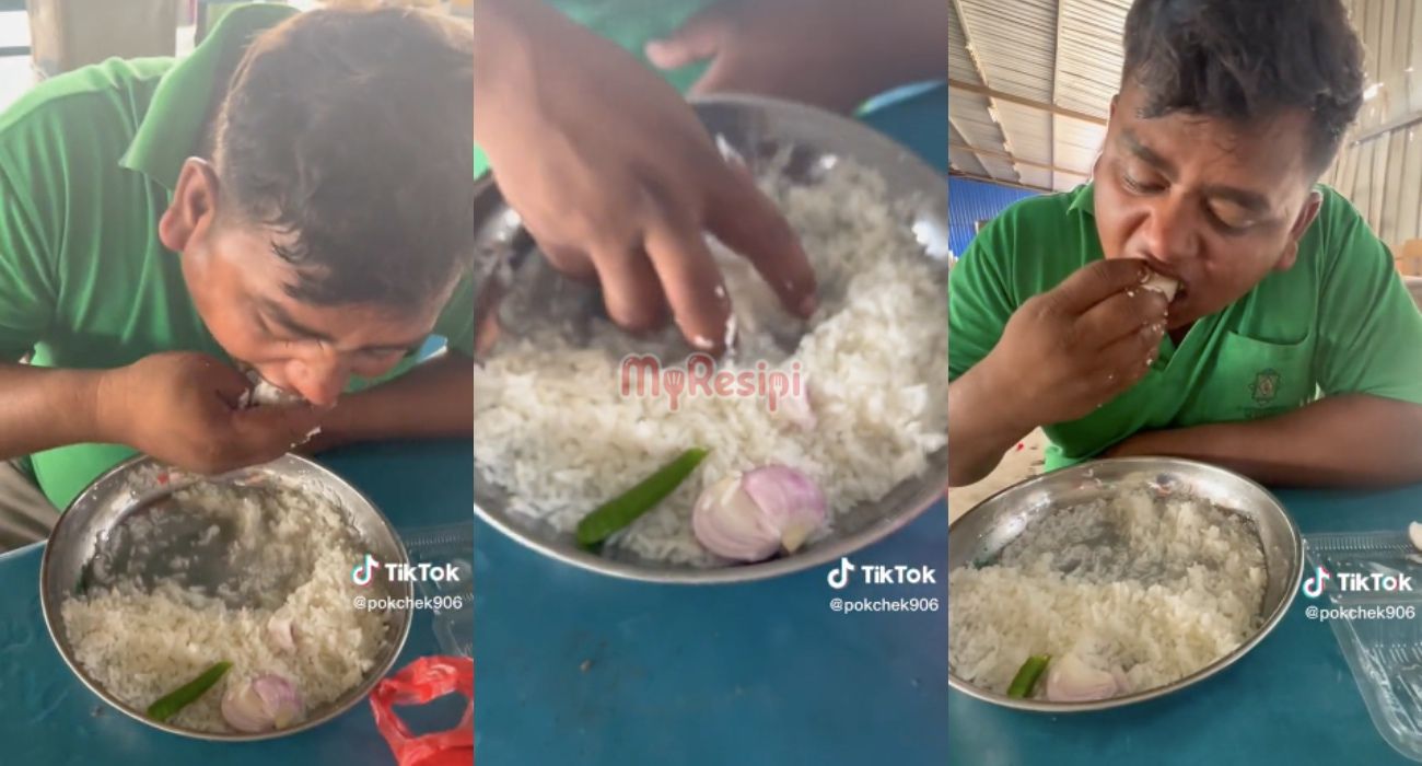 Bangla Makan Nasi Lauk Bawang & Cili Raih Perhatian Netizen, Rupanya Ini Sebabnya..