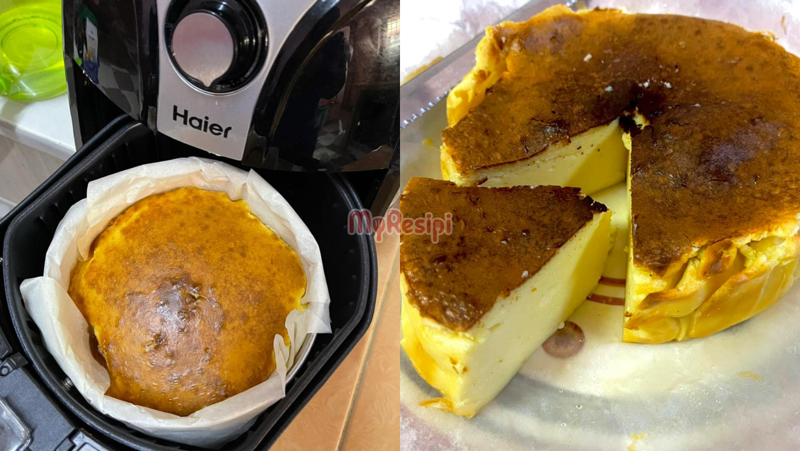 Cara Buat Burnt Cheese Cake Guna Air Fryer, Elok Kejadiannya