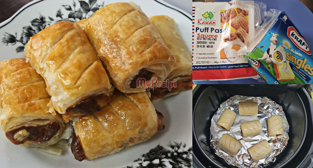 Resipi Puff Pastry Sosej Cheese, Sarapan Mudah Guna Air Fryer