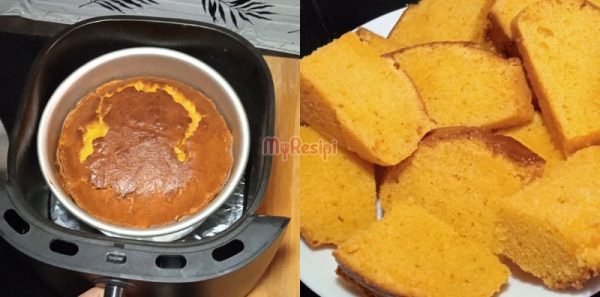 Kek Oren Sunquick Paling Mudah, Guna Air Fryer Tapi Gebu Elok!