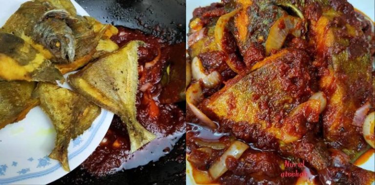 Ikan Bawal Masak Sambal Tumis Sampai Warna Merah Gelap Baru Padu