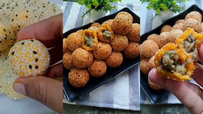 Kuih Bom Bijan Labu Inti Kacang Hijau