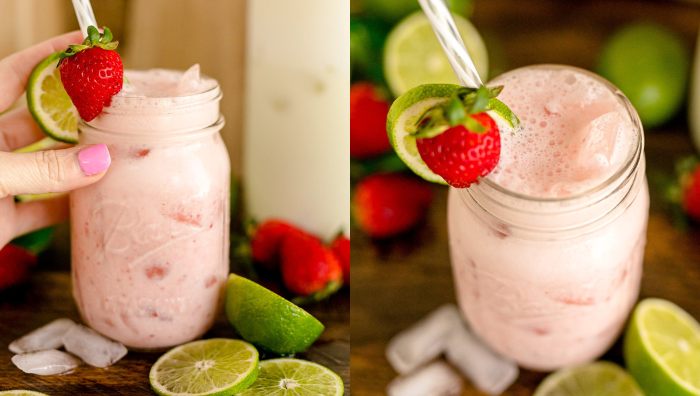 air limau strawberi berkrim