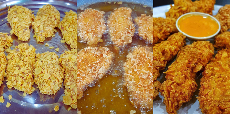Ayam Goreng Cornflakes Rangup, Budak-Budak Mesti Laju Nak Makan!
