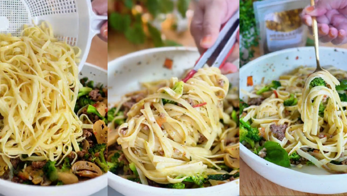 spicy beef fettucine