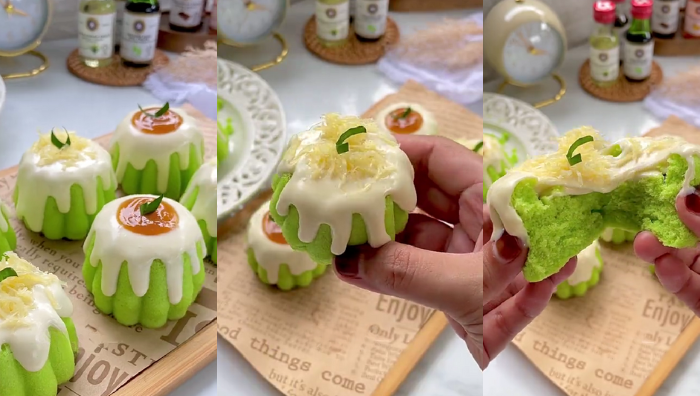 kek pandan mini cheese