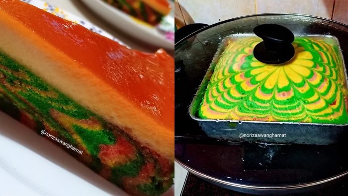 kek karamel pelangi
