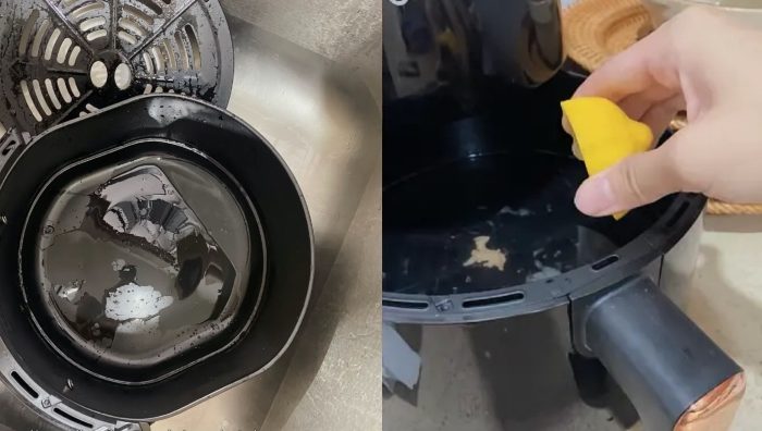 cara bersihkan air fryer