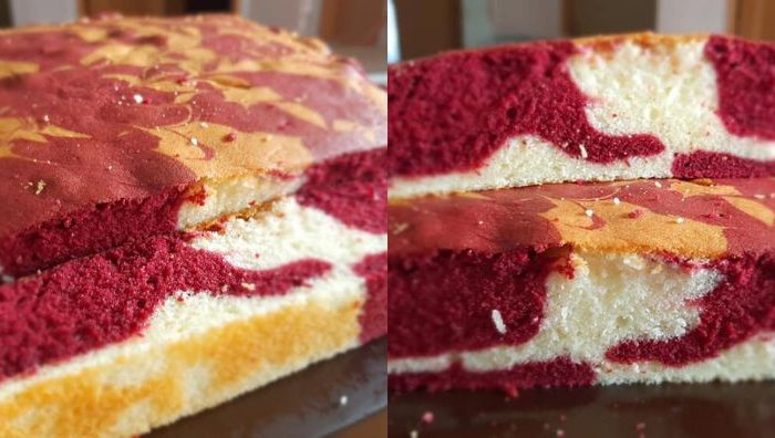 cara buat kek marble