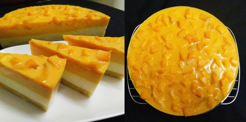 Puding Cheese Mangga 3 Layer, Nak Kemas Dan Terpotong Cantik Ada Caranya