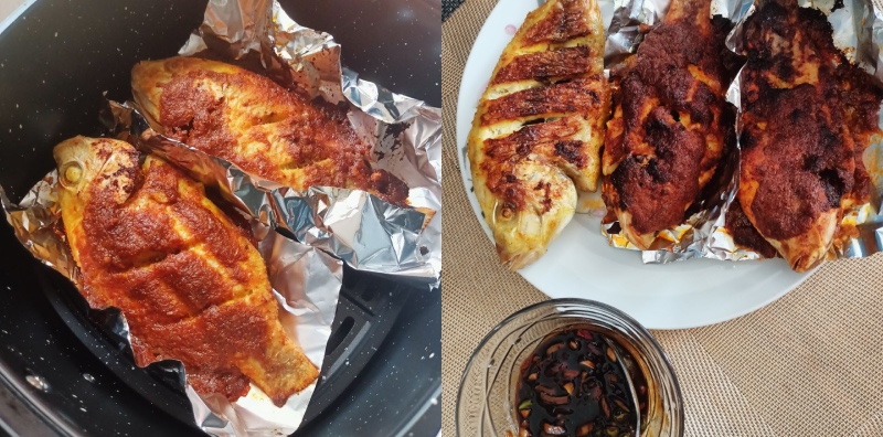 Wanita Ini Kongsi Cara Bakar Ikan Guna Air Fryer, Mudah Dan Cepat Siap!