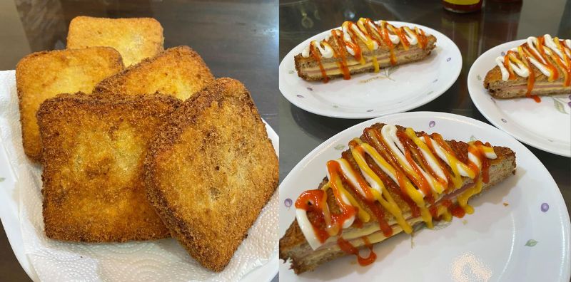 Resipi Roti Goreng Keju Bersama Hirisan Ayam, Snek Rangup Untuk Si Kecil