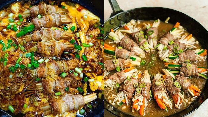 resipi daging enoki roll