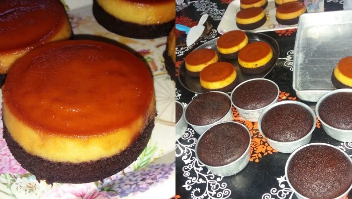 kek coklat puding karamel