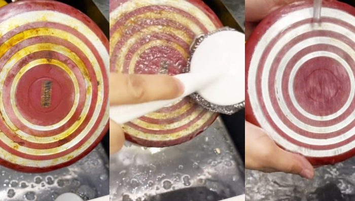 cara cuci belakang kuali