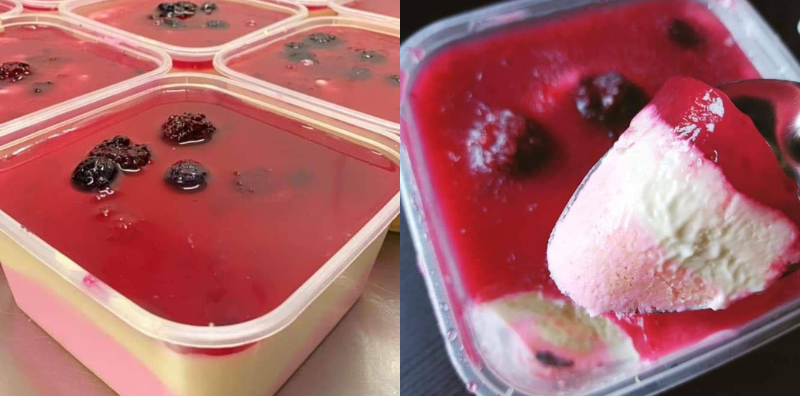 resepi puding strawberry