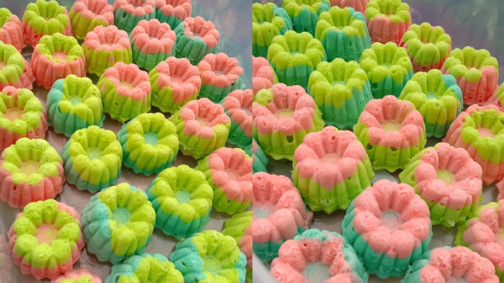Apam Susu Kukus Warna-Warni Lembut & Gebu, Sesuai Minum Petang!