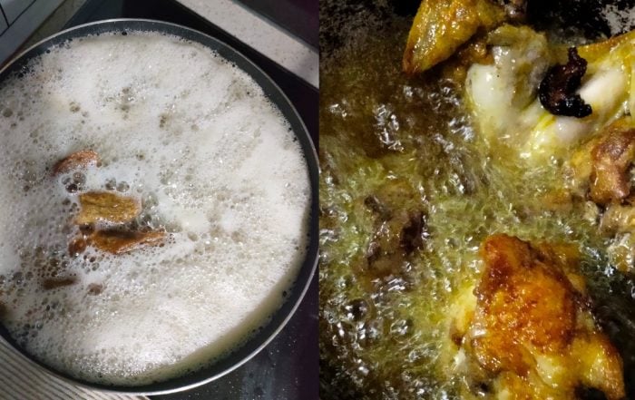 minyak berbuih semasa menggoreng
