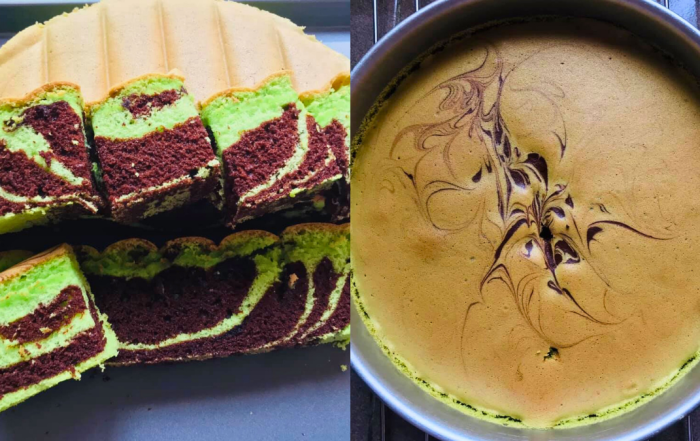 kek pandan marble