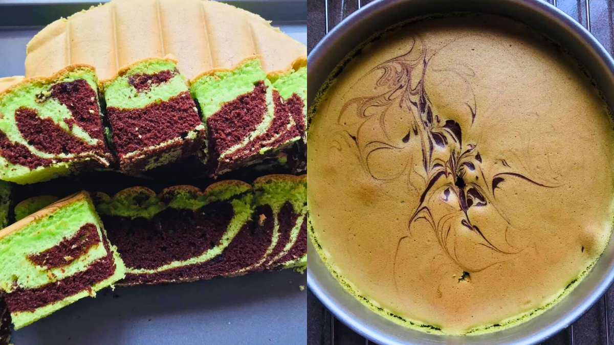 kek pandan marble