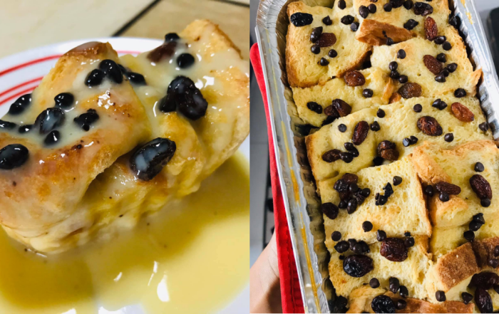 puding roti sos kastard