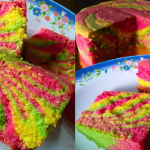 Resipi Kek Butter Pelangi Yang Gebu Dan Wangi, Cantik Kejadiannya Bila Dipotong!