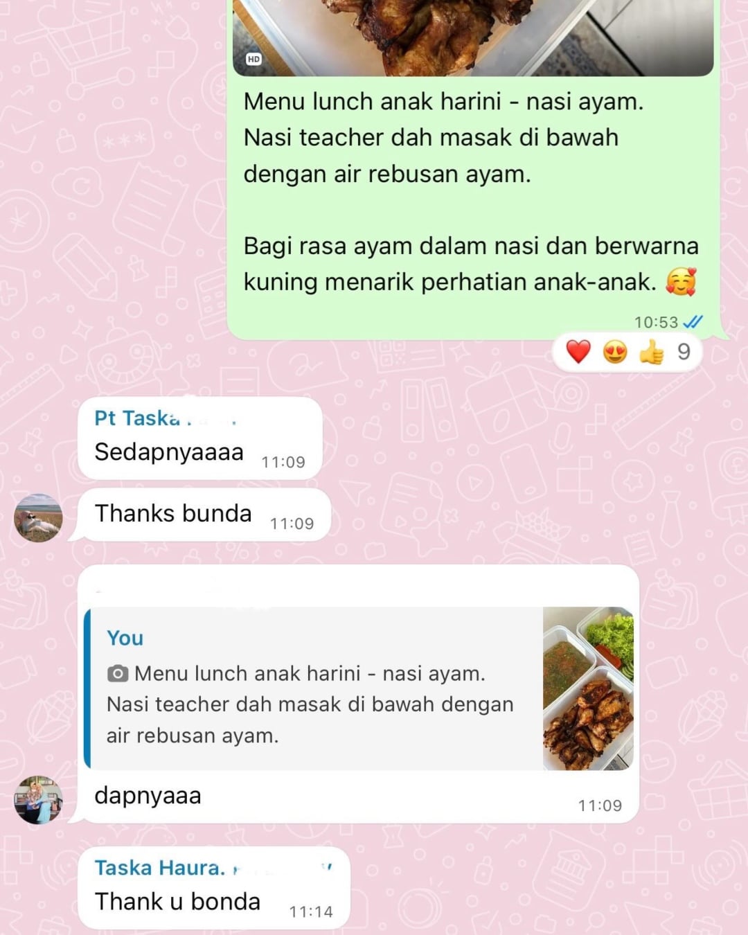 menu harian taska