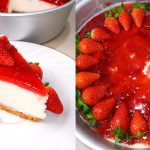 Resepi Strawberry Cheesecake Viral Tanpa Oven, Tekstur Lembut Berkrim Sampai Cair Di Mulut!