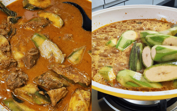 gulai daging pisang muda