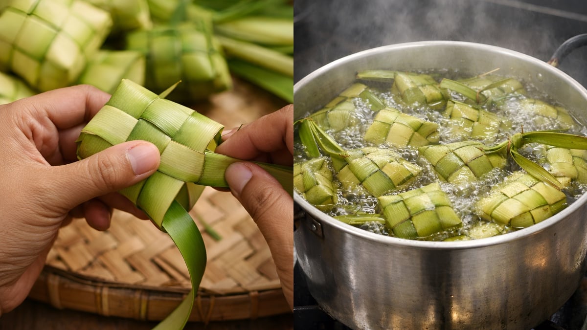 cara anyam ketupat