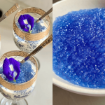 Resipi Sagu Bunga Telang Gula Melaka Yang Lemak Manis Berkrim, Cantik Berkilat Macam Mutiara Biru!