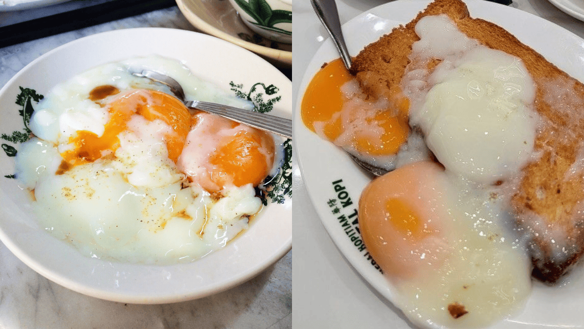 rebus telur separuh masak