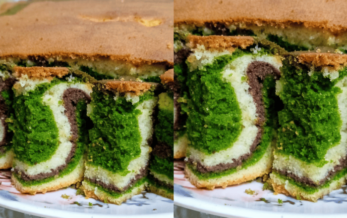 kek marble coklat matcha
