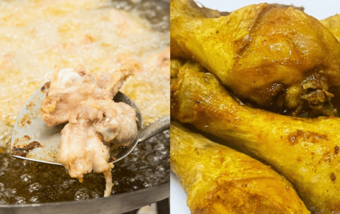ayam goreng keluar darah