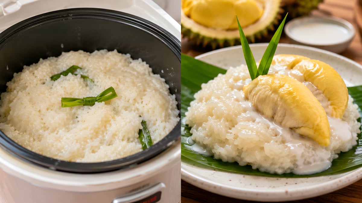 cara buat pulut durian