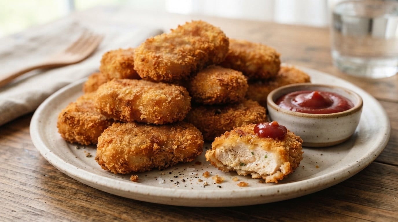 Resipi nugget ayam homemade dengan sayur brokoli dan bayam