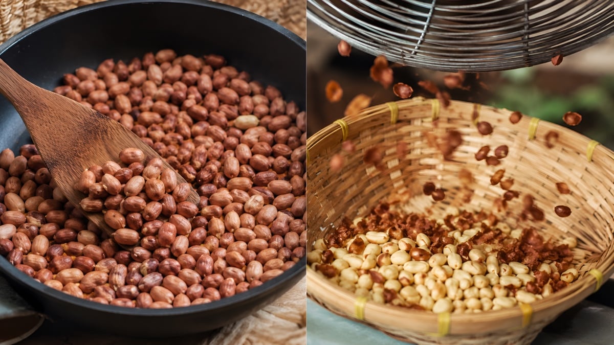 cara kupas kacang tanah