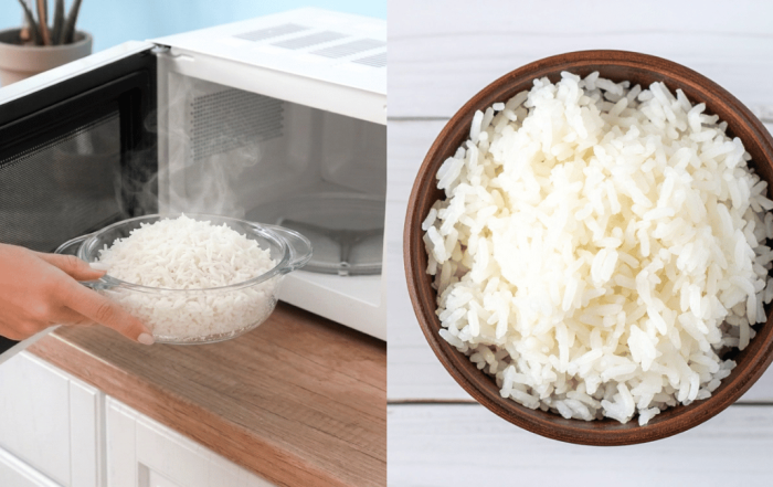 masak nasi guna microwave