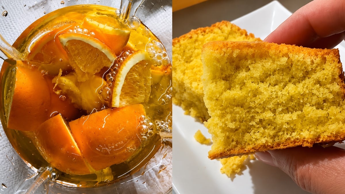 Kek Oren Blender Tanpa Perlu Perah Jus, Kisar Sebiji Oren Terus Jadi Gebu Dan Harum