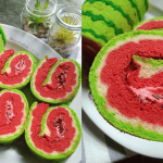 Resipi Watermelon Swiss Roll Cantik Bergulung & Gebu Gabas, Memang Cantik Bila Dipotong!