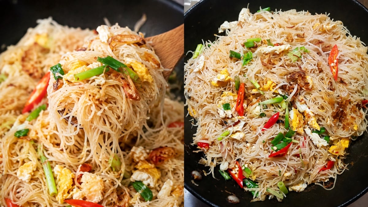 Bihun Goreng Putih Simple, Tak Banyak Bahan Tapi Rasanya Sedap Dengan Cili Kicap