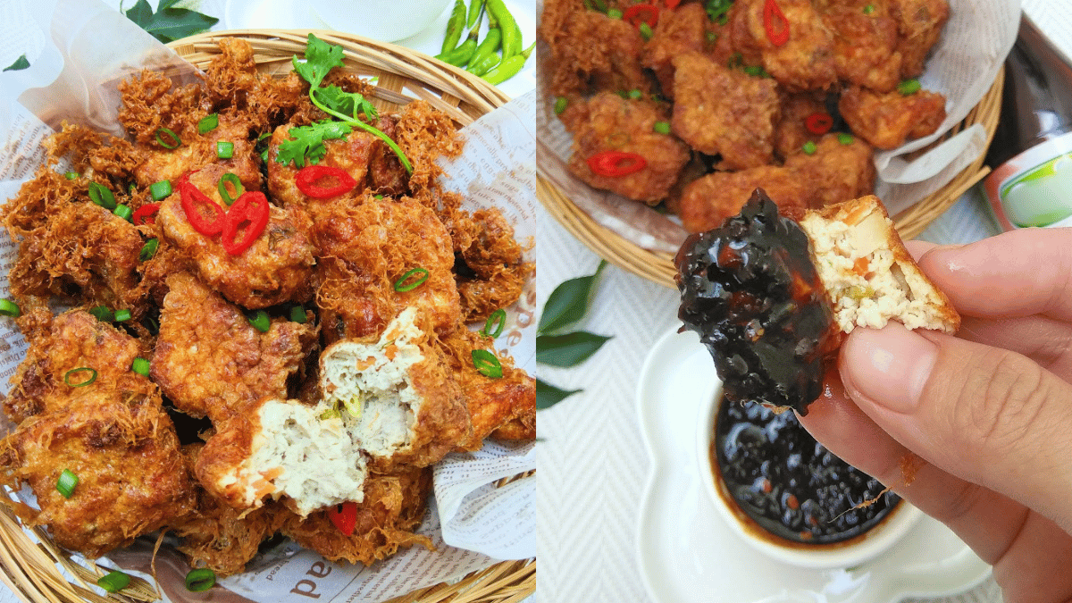 Resipi Tauhu Berlauk Penuh Isi Ayam & Sayur, Sedap Makan Panas-Panas Cicah Sambal Kicap!