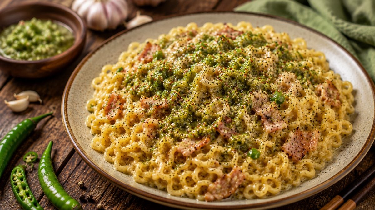Resepi Maggi Goreng Carbonara Sambal Hijau, Pedas Berlemak Padu