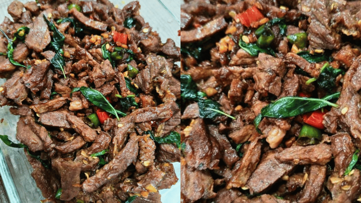 Resipi Pad Kra Pao Daging Ala Thai, Masak Dengan Api Besar Baru Lagi Sedap!
