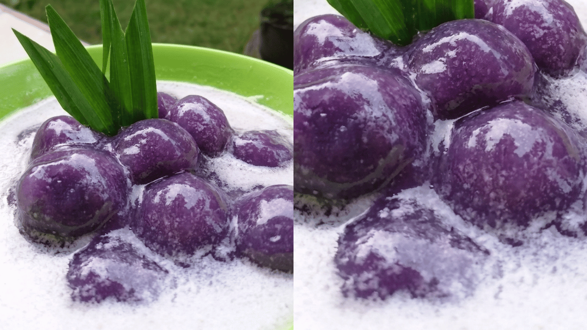 Resipi Pengat Keledek Ungu, Sedapnya Bebola Lembut Dengan Kuah Santan Lemak Manis