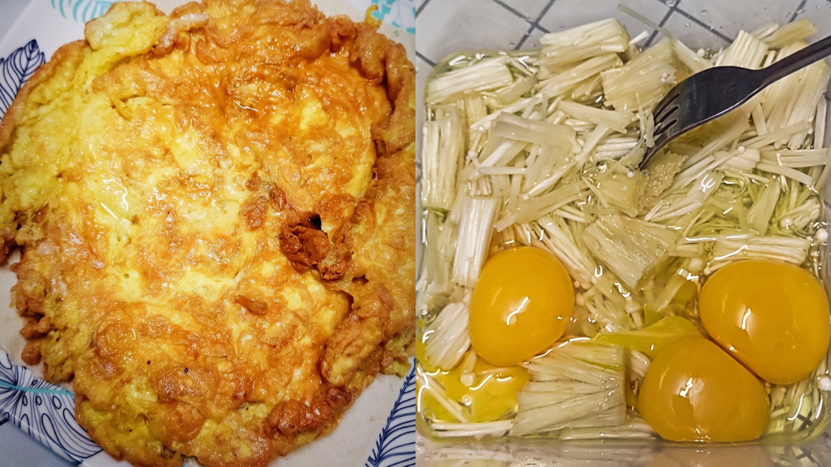 Resipi Telur Dadar Cendawan Enoki, Tak Sangka Bila Gabung Dua Bahan Ini Jadi Lebih Sedap!
