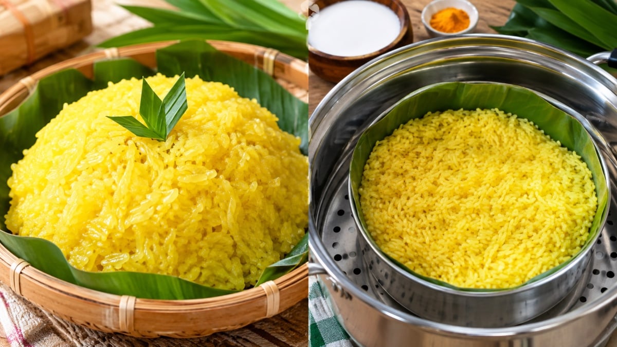 Cara Kukus Pulut Kuning Supaya Lembut, Cantik & Tak Lembik, Ini Sukatan Santan Yang Betul!