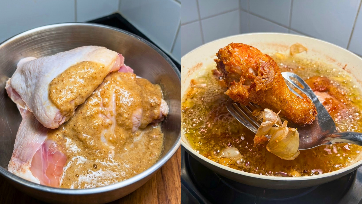 Resipi Ayam Goreng Bawang Putih, Rupanya Campur 2 Bahan Ini Buat Isi Ayam Lebih Juicy!